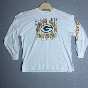 Majestic Green Bay Packers White Graphic Long Sleeve Shirt Size‎ 2XL